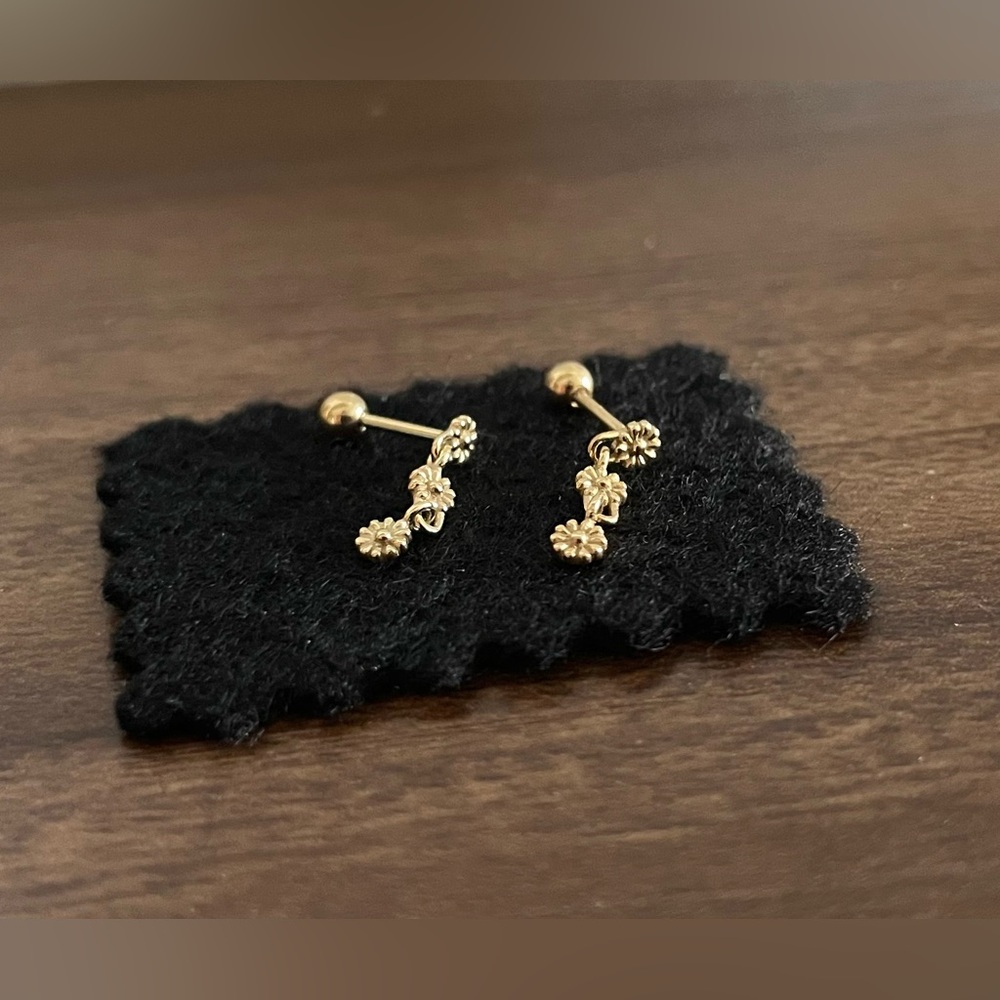 Hey Harper Elisa 14k gold PVD coated drop flower earrings